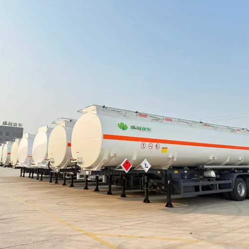 Shengrun four-axle aluminum alloy flammable liquid tank transport semi-trailer