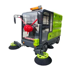 Electric Multifunctional Road Sweeper | Compact Ride-On Street Cleaning Machine