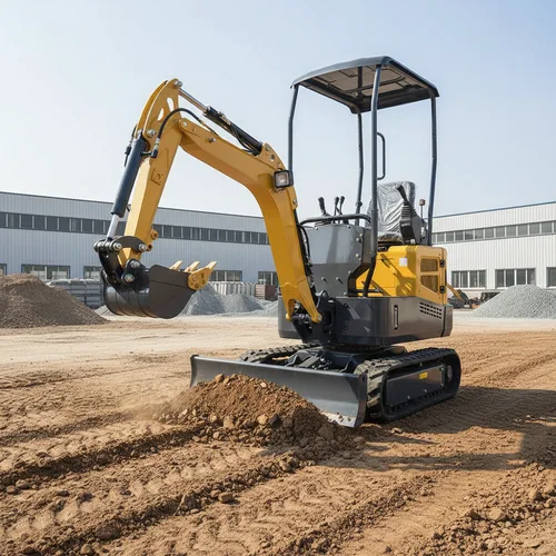 A 1.3-ton mini excavator, equipped with a Kubota engine, is a tracked excavator suitable for farmland improvement and excavation operations.