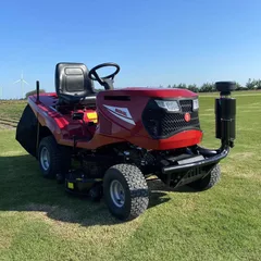 High-efficiency lawn mowing vehicle, sit-on mower, multi-functional lawn care machine with trimming and collection capabilities, ideal for park and yard maintenance.