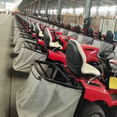 High-efficiency lawn mowing vehicle, sit-on mower, multi-functional lawn care machine with trimming and collection capabilities, ideal for park and yard maintenance.