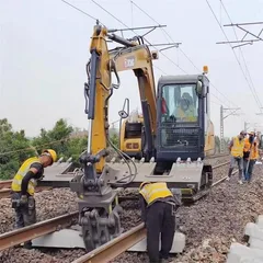 Excavator Sleeper Changer Hydraulic Sleeper Replacement Clamp 360° Rotating Fixture for Railway Maintenance