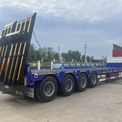 通亚 80 吨低平板半挂车 大件运输液压爬梯低平板 工程机械运输挂车