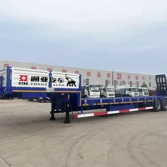 通亚 80 吨低平板半挂车 大件运输液压爬梯低平板 工程机械运输挂车