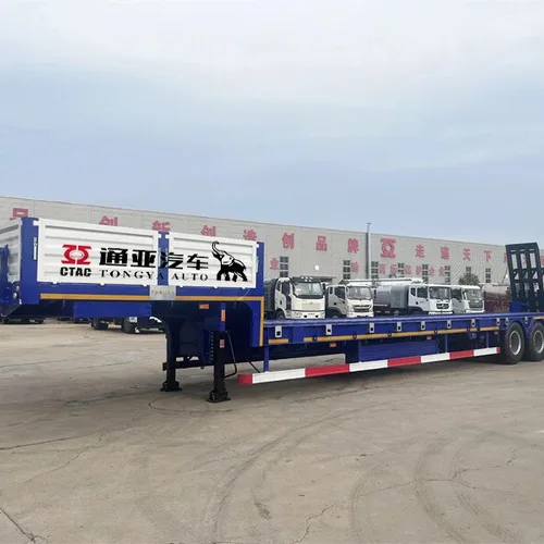 通亚 80 吨低平板半挂车 大件运输液压爬梯低平板 工程机械运输挂车