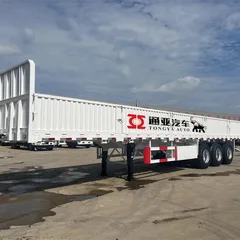 通亚 3 轴栏板半挂车 50 吨仓栅式栏板挂车 钢材散货运输侧翻栏板车
