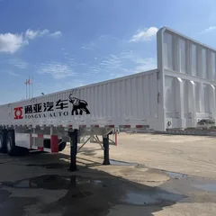 通亚 3 轴栏板半挂车 50 吨仓栅式栏板挂车 钢材散货运输侧翻栏板车