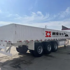 通亚 3 轴栏板半挂车 50 吨仓栅式栏板挂车 钢材散货运输侧翻栏板车