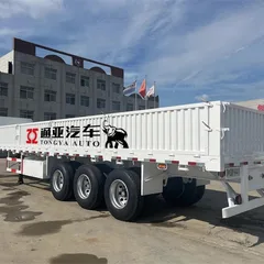 通亚 3 轴栏板半挂车 50 吨仓栅式栏板挂车 钢材散货运输侧翻栏板车