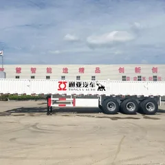 通亚 3 轴栏板半挂车 50 吨仓栅式栏板挂车 钢材散货运输侧翻栏板车
