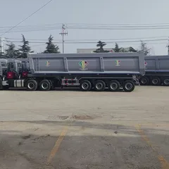 外贸款四轴厢式后翻自卸挂车 高强度耐磨箱体 符合海外法规