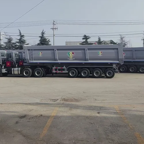 外贸款四轴厢式后翻自卸挂车 高强度耐磨箱体 符合海外法规