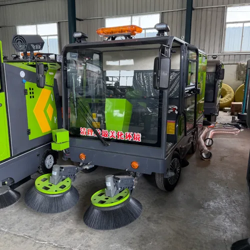 Small Electric Street Sweeper Truck, Enclosed Cab Ride-On Floor Sweeper for Outdoor Use
