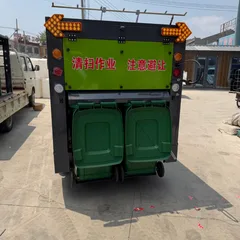 Small Electric Street Sweeper Truck, Enclosed Cab Ride-On Floor Sweeper for Outdoor Use