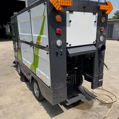 Ride-On Electric Street Sweeper with Closed Cabin, Compact Industrial Road Cleaning Machine