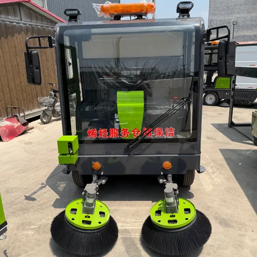 Closed Cab Electric Ride-On Sweeper, Small Street Cleaning Machine for Parks & Warehouses