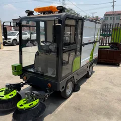 Compact Ride-On Electric Floor Sweeper with Enclosed Cab, Industrial Road Sweeper