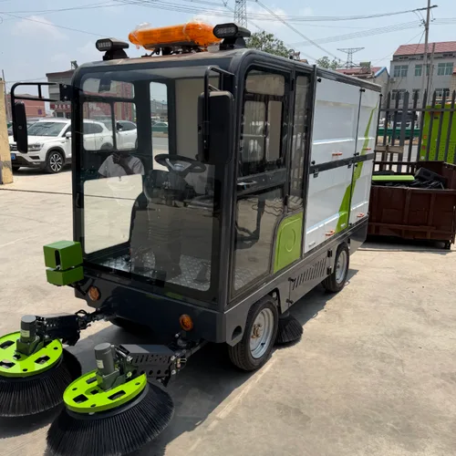 Compact Ride-On Electric Floor Sweeper with Enclosed Cab, Industrial Road Sweeper