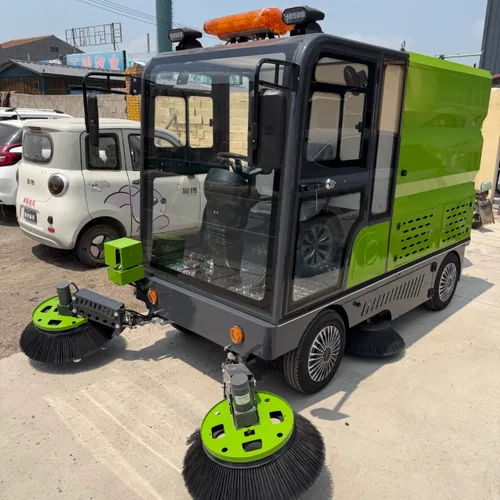 Compact Ride-On Electric Floor Sweeper with Enclosed Cab, Industrial Road Sweeper