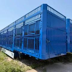 3-Livestock Transport Semi-Trailer, Tri-Axle Cage Trailer for Cattle, Sheep, Pigs, Export to Africa/Australia