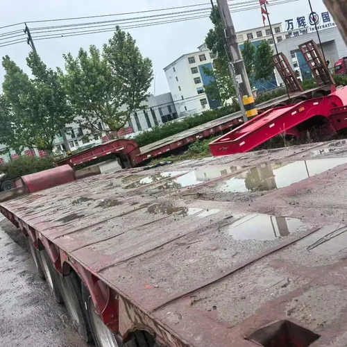 Used 14.8m 5-Axle Low Bed Semi-Trailer, 80 Ton Excavator Trailer, 295 Tires