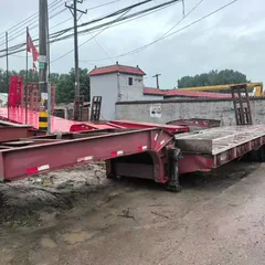 Used 14.8m 5-Axle Low Bed Semi-Trailer, 80 Ton Excavator Trailer, 295 Tires