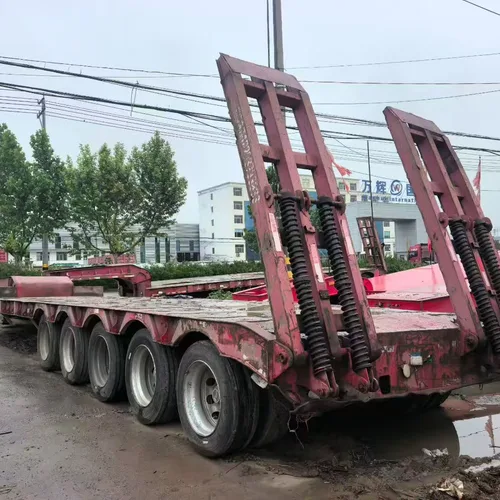 Used 14.8m 5-Axle Low Bed Semi-Trailer, 80 Ton Excavator Trailer, 295 Tires