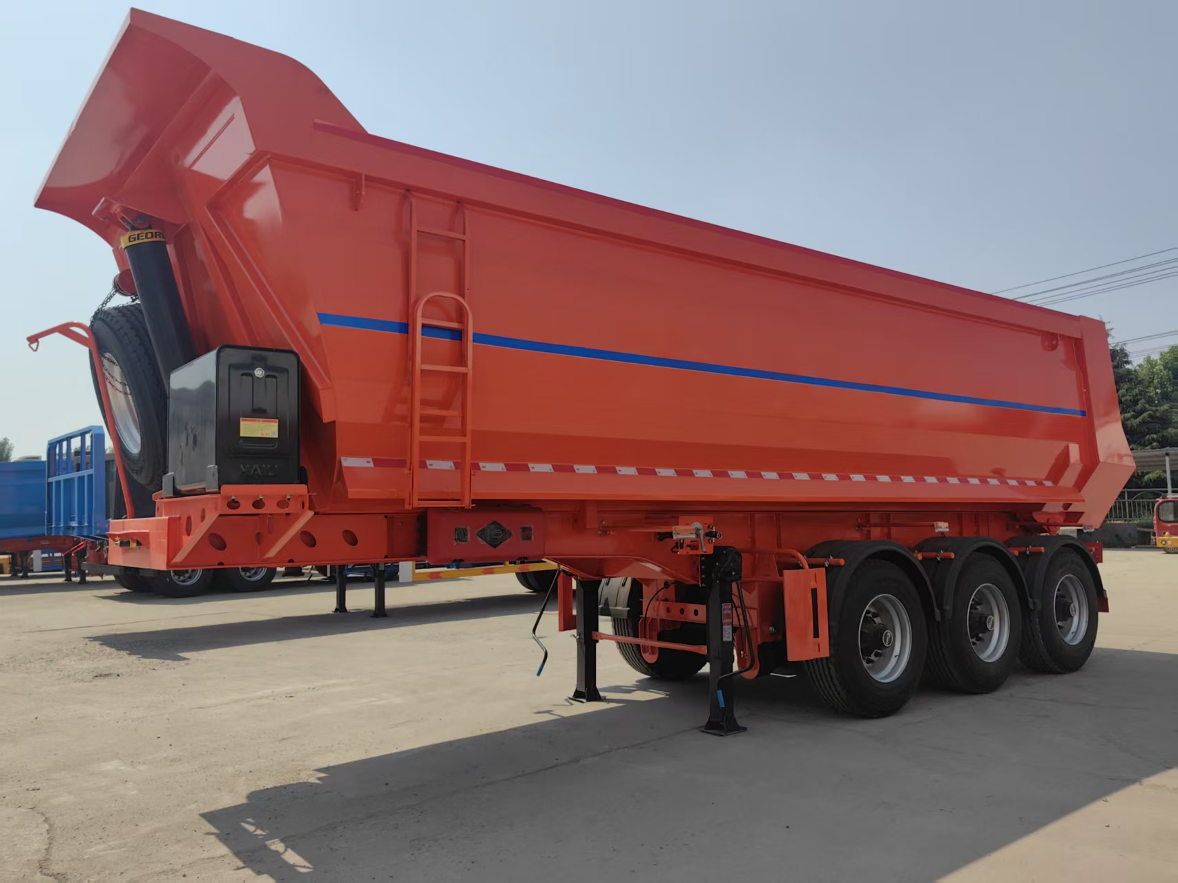 8.5-9.5m Heavy Duty Dump Semi-Trailer Export to Central Asia Fuwa 13T Axle 1200R22.5 Single Tire Construction Transport Semi-Trailer