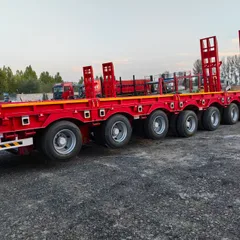 7 Axles 17m Lowbed Semi Trailer for Uzbekistan Export Extendable to 22m Hydraulic Ladder 6 Axles 16.5m Lifting Axle Heavy Transport Trailer