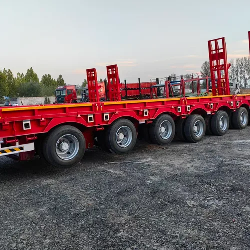 7 Axles 17m Lowbed Semi Trailer for Uzbekistan Export Extendable to 22m Hydraulic Ladder 6 Axles 16.5m Lifting Axle Heavy Transport Trailer