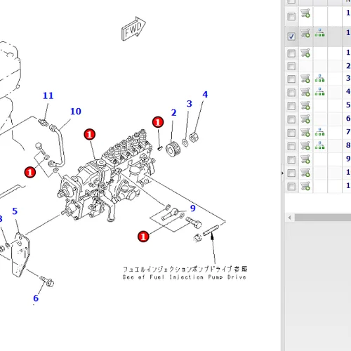 Fuel Injection Pump 6222-73-1110 / 09200-1171 for Komatsu PC200-7 and PC300-6 Excavators