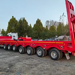 7 Axles 17m Lowbed Semi Trailer for Uzbekistan Export Extendable to 22m Hydraulic Ladder 6 Axles 16.5m Lifting Axle Heavy Transport Trailer