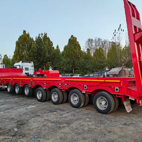 7 Axles 17m Lowbed Semi Trailer for Uzbekistan Export Extendable to 22m Hydraulic Ladder 6 Axles 16.5m Lifting Axle Heavy Transport Trailer
