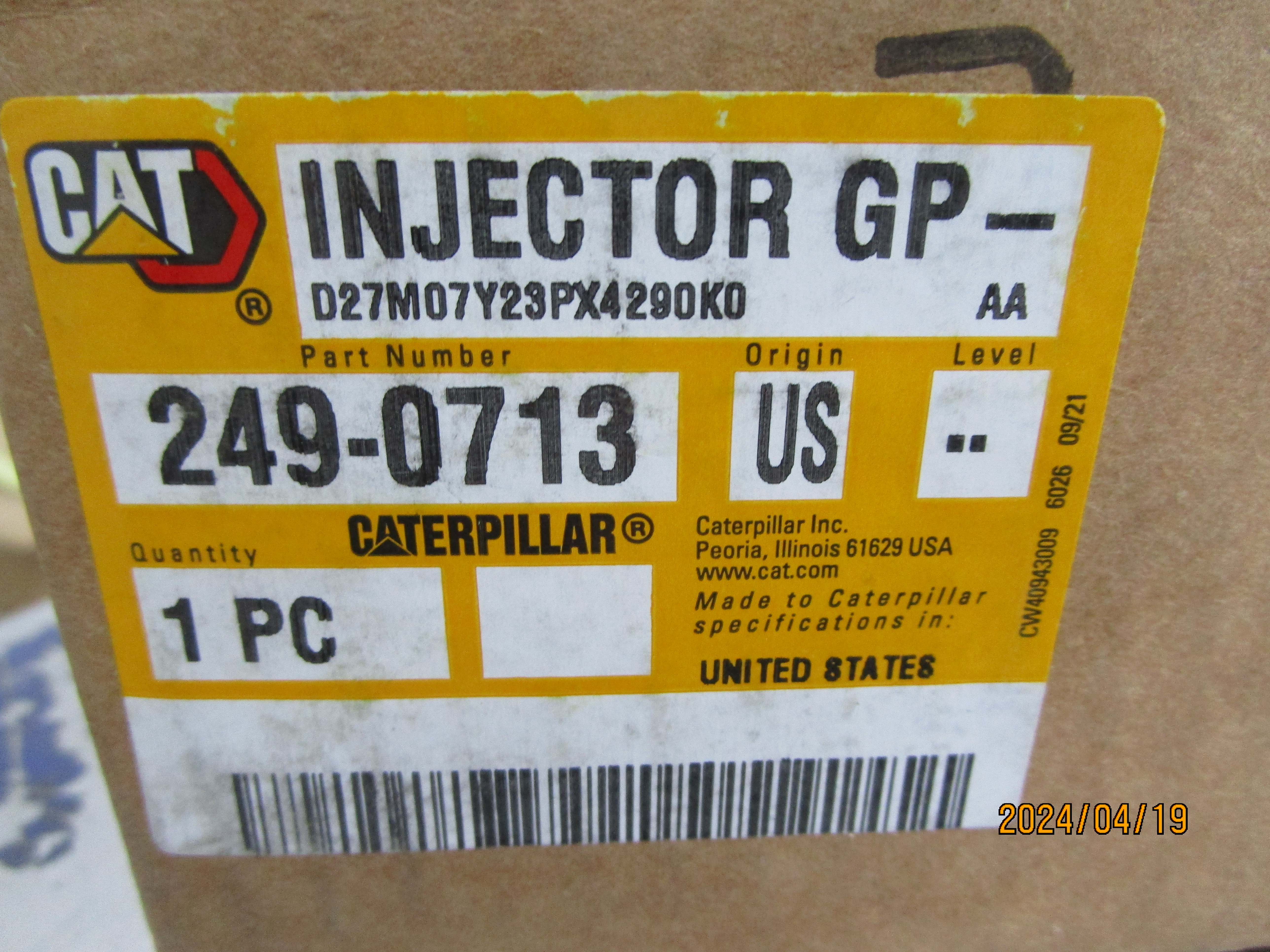 Fuel Injector Assembly 249-0713 (2490713) for Caterpillar Excavators 345C, 345D, 349D, 349DL with C11, C13, C13E Engines