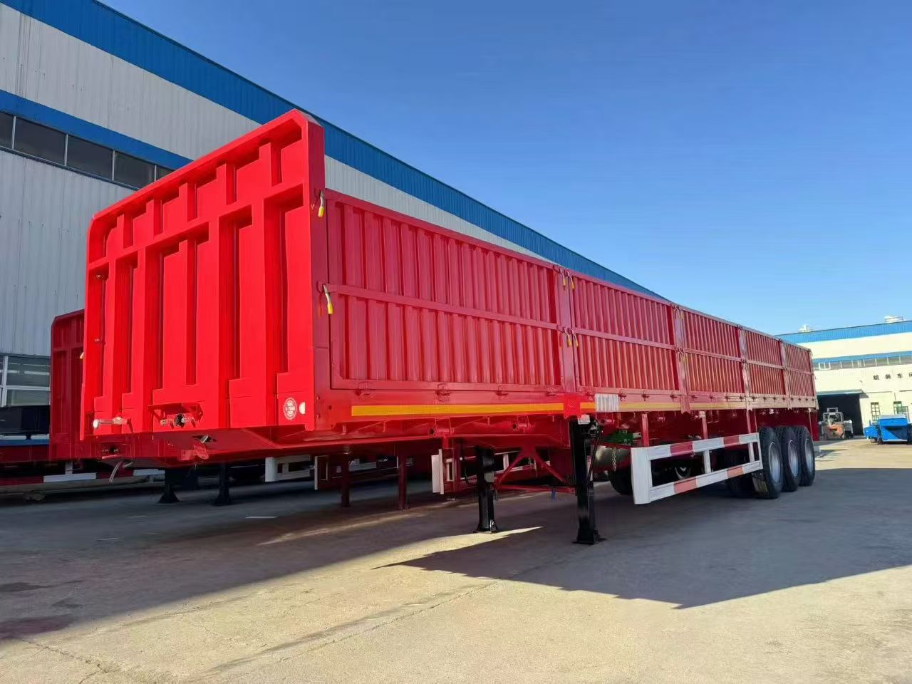 3 Axle Drop Side Semi Trailer, Straight Beam Side Wall Cargo Semi-trailer for Steel & Bulk Goods Transport