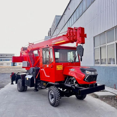 Four unlike a crane attached to a vehicle