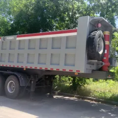 Semirremolque basculante trasero de cuatro ejes, semirremolque basculante de servicio pesado para estiércol y piedra de mina.