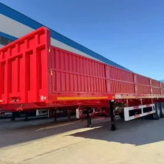3 Axle Drop Side Semi Trailer, Straight Beam Side Wall Cargo Semi-trailer for Steel & Bulk Goods Transport