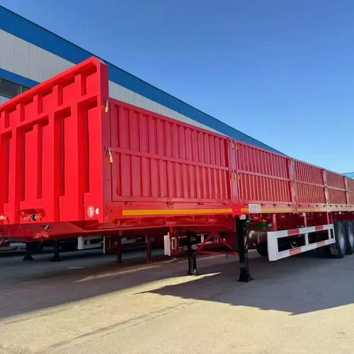 3 Axle Drop Side Semi Trailer, Straight Beam Side Wall Cargo Semi-trailer for Steel & Bulk Goods Transport