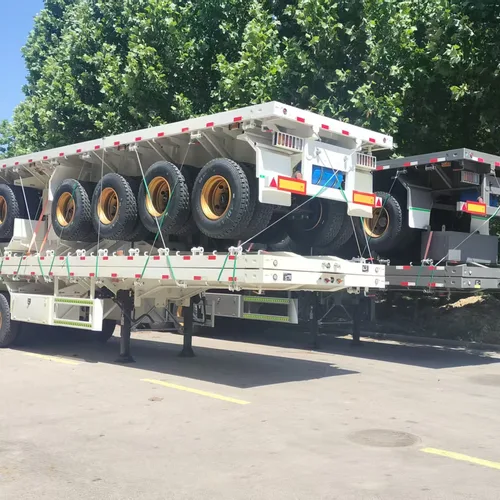 Semirremolque de plataforma plana de tres ejes de 13 m, semirremolque de transporte de contenedores y carga de acero.