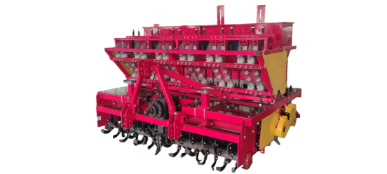 12-Row Garlic Seeder, Tractor-towed Semi-automatic Planter with Continuous Ditching & Drip Irrigation