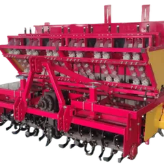 12-Row Garlic Seeder, Tractor-towed Semi-automatic Planter with Continuous Ditching & Drip Irrigation