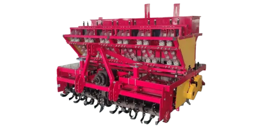 12-Row Garlic Seeder, Tractor-towed Semi-automatic Planter with Continuous Ditching & Drip Irrigation