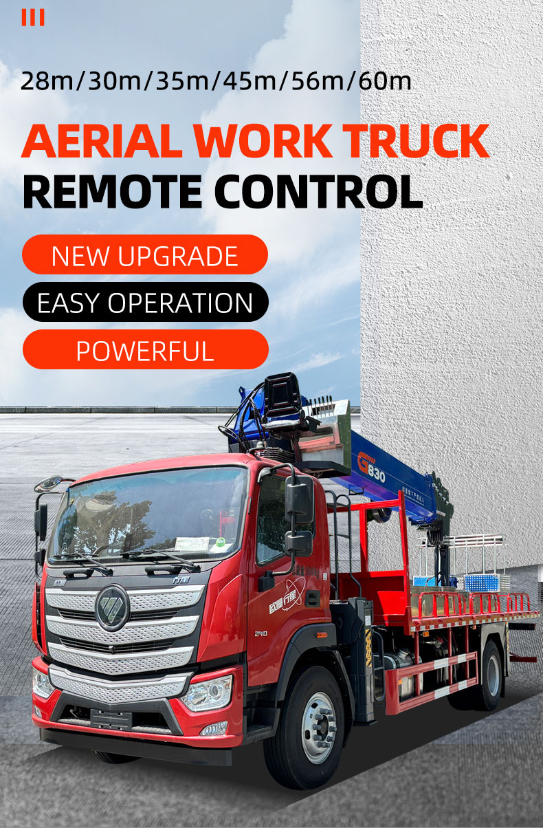 Chinese 4X2 Mounted Crane Truck with  8 Ton Telescopic Boom with 30m High-Altitude Work Platform
