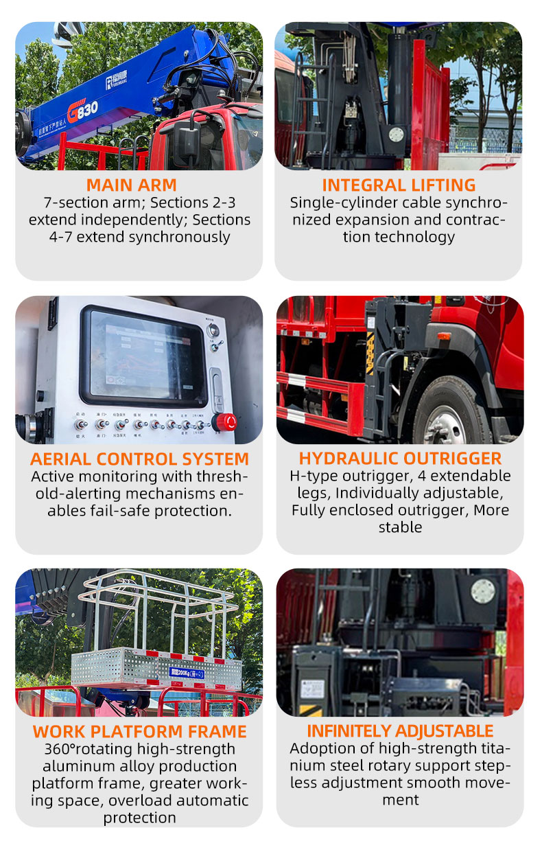 Chinese 4X2 Mounted Crane Truck with  8 Ton Telescopic Boom with 30m High-Altitude Work Platform