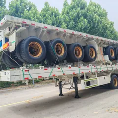 4-Axle Flatbed Semi-Trailer, Standard Container Locks, Heavy-duty for Cross-border Logistics