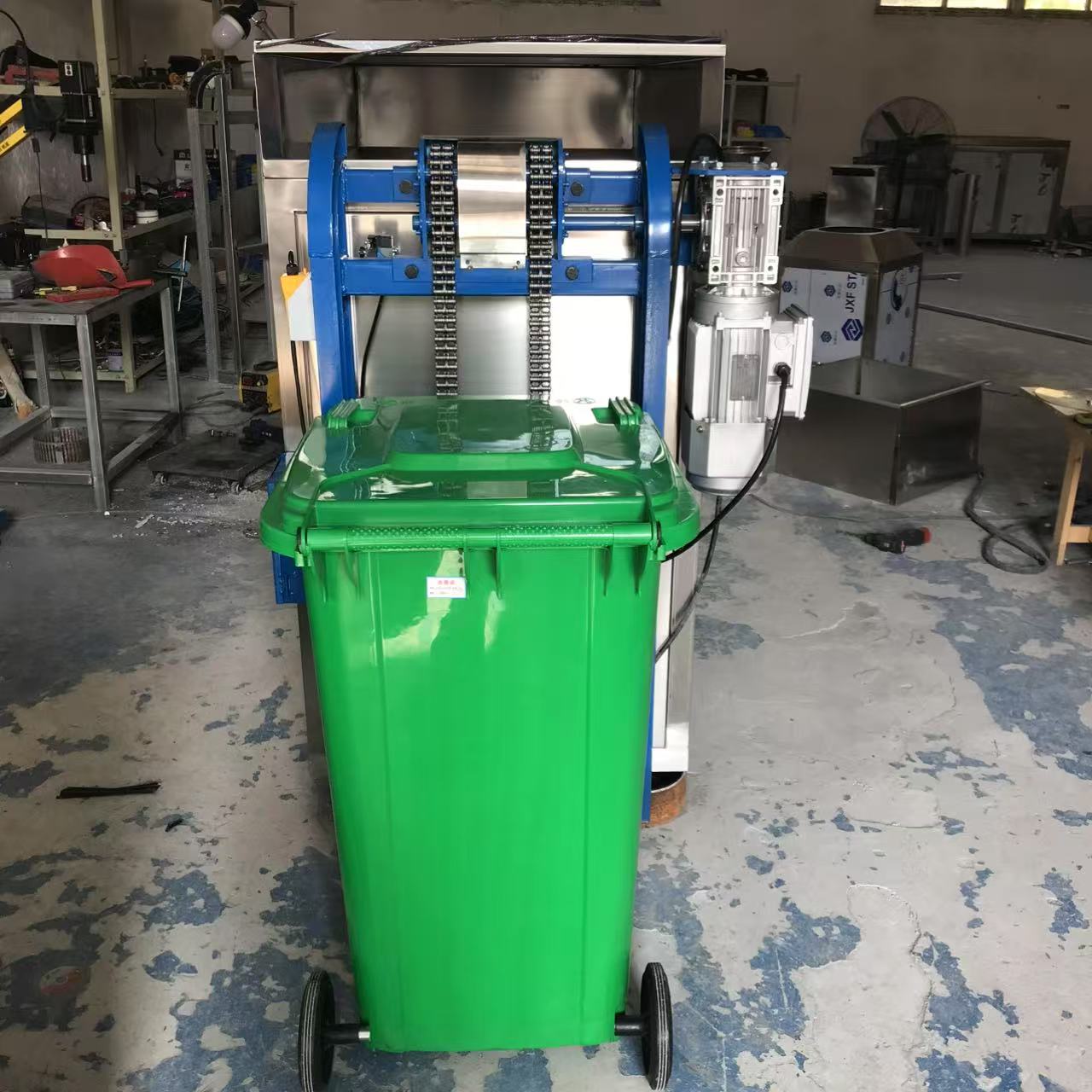 Bin Lifting & Tipping Machine for 120L/240L/660L Waste Bins, Labor-Saving Bin Feeder & Dumper