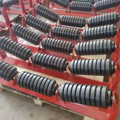 Impact Idler  Mining Rubber Impact Idler | Conveyor Loading Point Impact Roller | Heavy Duty Wear-Resistant Rubber Ring Roller