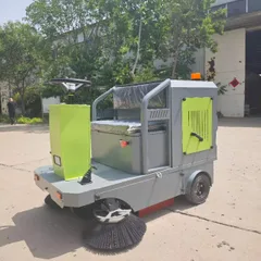 YJ-1500 Semi-enclosed Ride-on Floor Sweeper Maintenance-free Battery Industrial Road Cleaner