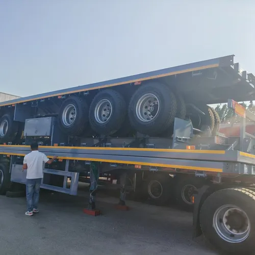 3 Axle Flatbed Semi Trailer For Heavy Cargo Transport